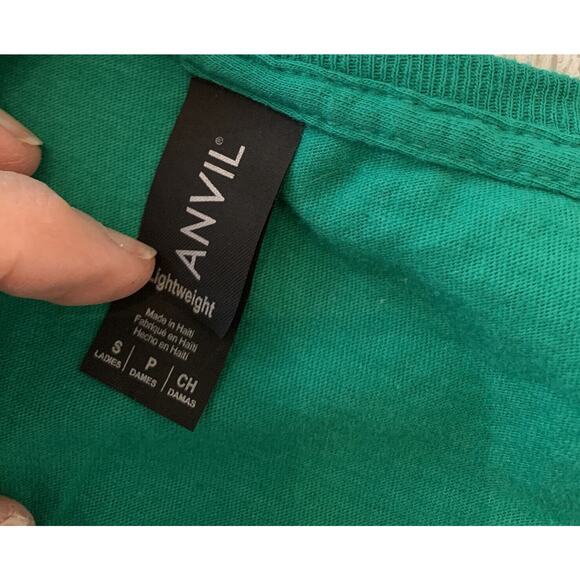 Small Anvil Women's Fitted Green Tshirt Novelty Coffee and Cane Corso - Picture 8 of 8